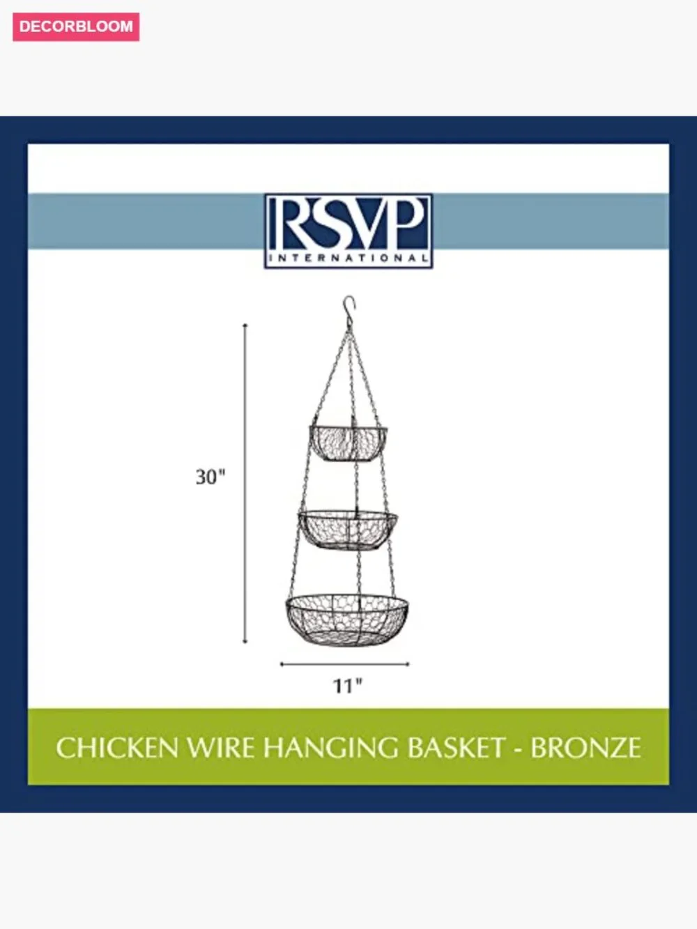 3-Tier Hanging Storage Baskets - Kitchen Organizer - Woven Steel Wire